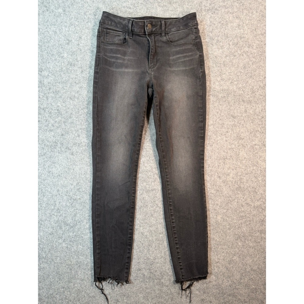 Gap Universal Jegging Mid Rise Faded Black Raw‎ Hem Skinny Jeans Womens 28 6R